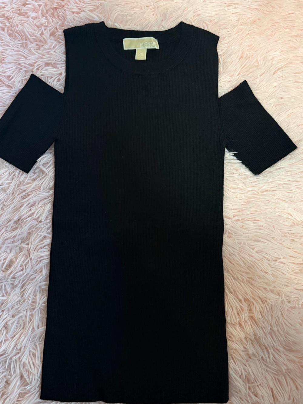 NWOT Michael Kors Black Ribbed Crewneck Top